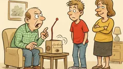 Witz: Der Vater kauft einen Lügendetektor...