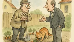 Witz: Ist das Ihre Katze, die Möhren ausgräbt?