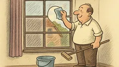 Witz: Eigentlich sollte ich mal Fenster putzen...