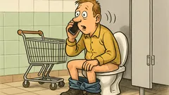 Witz: Ein Mann rennt im Einkaufszentrum aufs Klo...