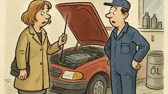 Witz: Eine Frau betritt eine Autowerkstatt...
